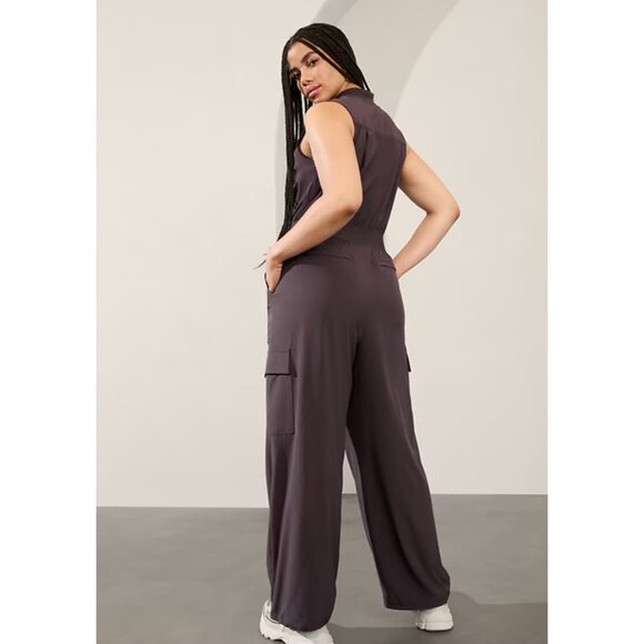 New Athleta 12 Brooklyn Utility Jumpsuit Shale Size 12 - Picture 4 of 7